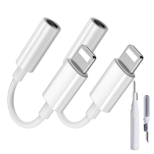Apple MFi Zertifiziert 2 Pack Adaptador de Auriculares para iPhone Blanco Lightning Jack de 3,5 mm Aux Audio Compatible con iPhone 13/12 Pro/12/11Pro/Xs MAX/XR/X/XS/8/7 para Todos los Sistemas iOS 